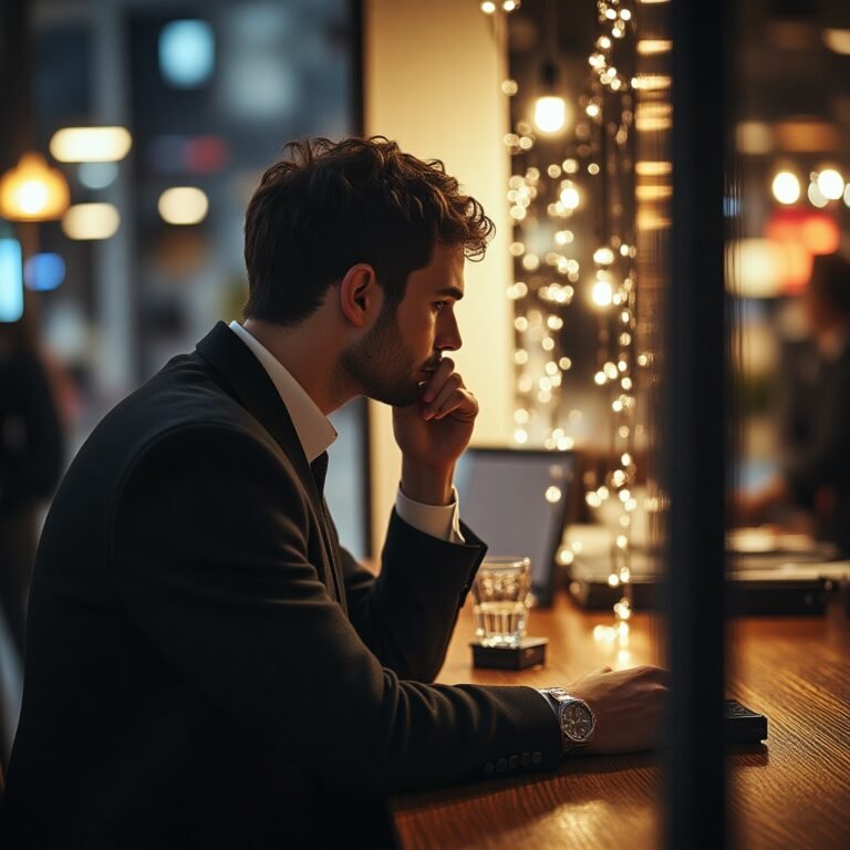 man in a bar reflecting on his failure