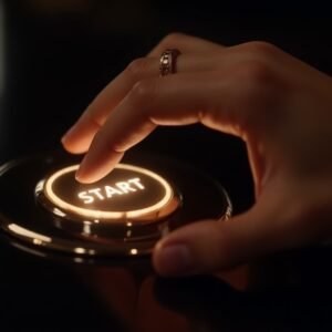 hand pressing a start button to begin his coaching session