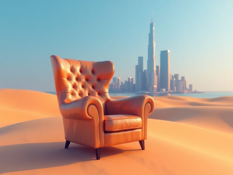 armchair in the desert of dubai