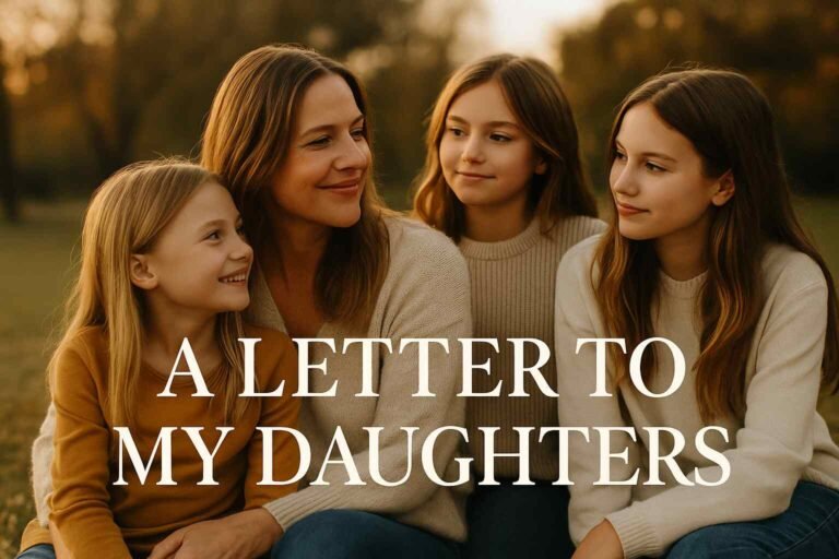 mother and her daughters sharing an intimate and affectionate moment