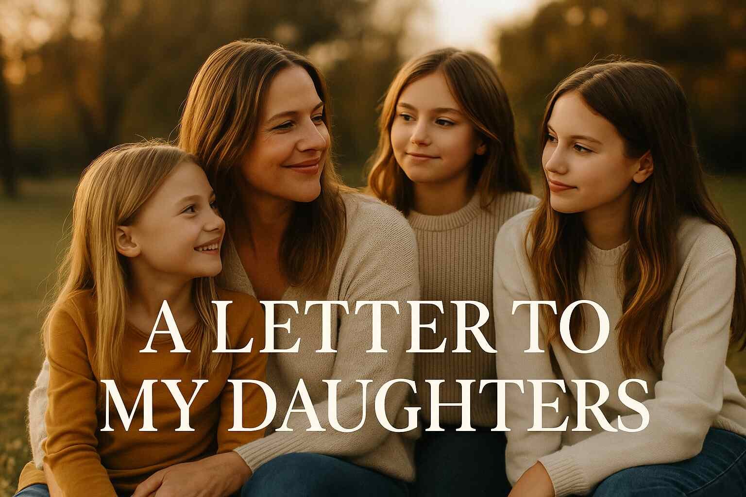 mother and her daughters sharing an intimate and affectionate moment