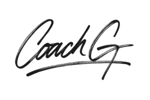 Handwritten signature of Coach G, premier life coach in Dubai specializing in transformational mentoring