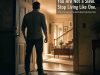 Man standing just inside an open doorway with broken handcuffs on the floor, looking into a warm, sunlit home interior that symbolizes leaving spiritual slavery for sonship and freedom in God.